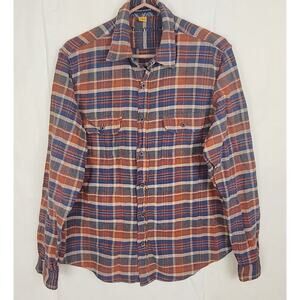 Tailor Vintage Performance brown plaid button up flannel shirt Size large Grunge